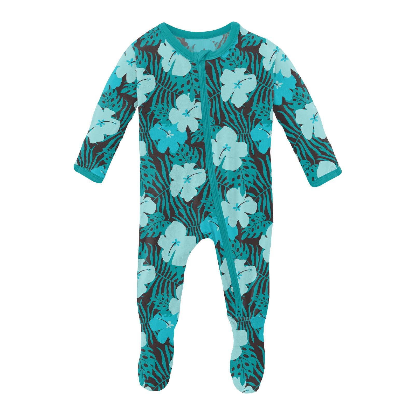 Boy's Print Bamboo Footie with 2-Way Zipper - Confetti Sunglasses