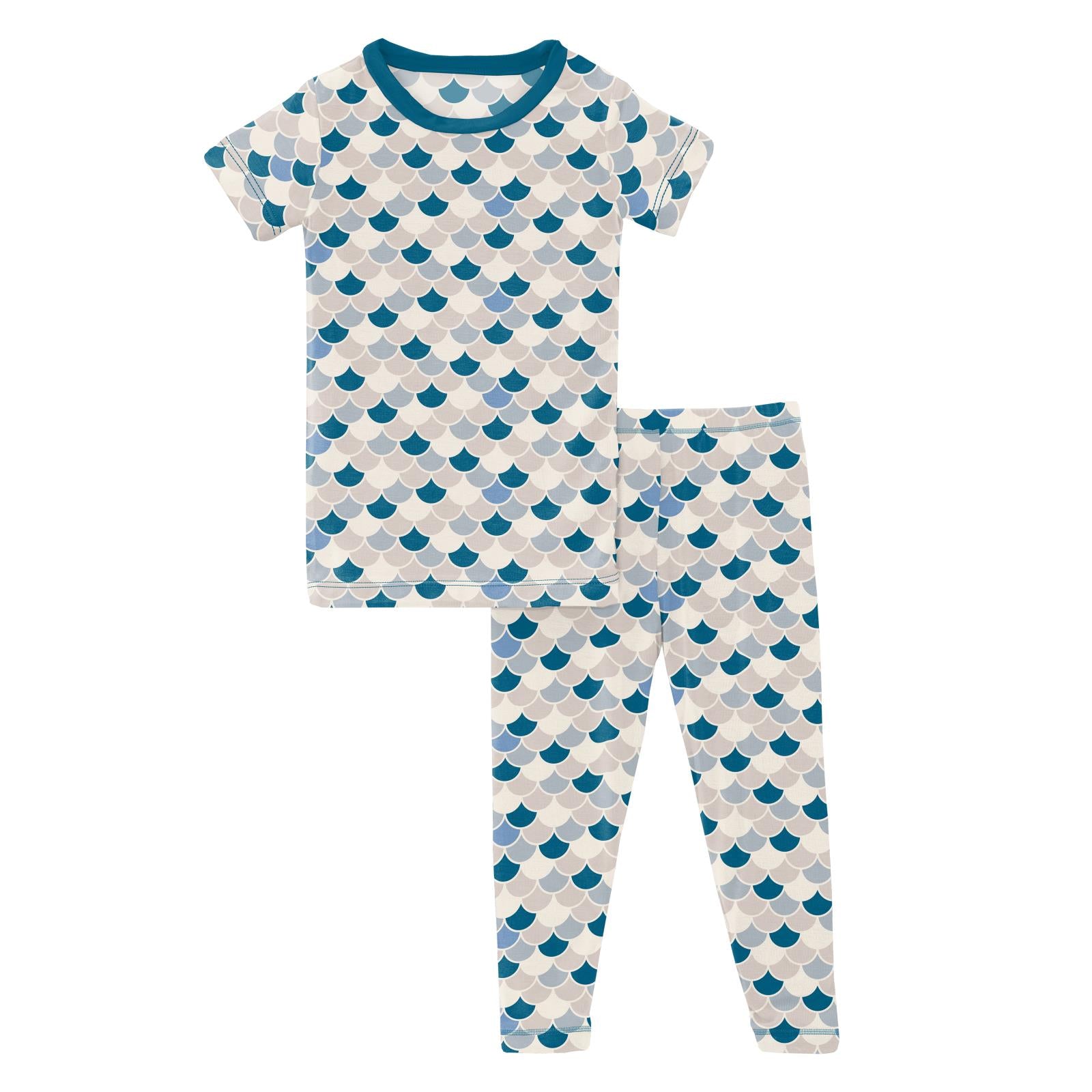 Print Short Sleeve Pajama Set in Latte Scales