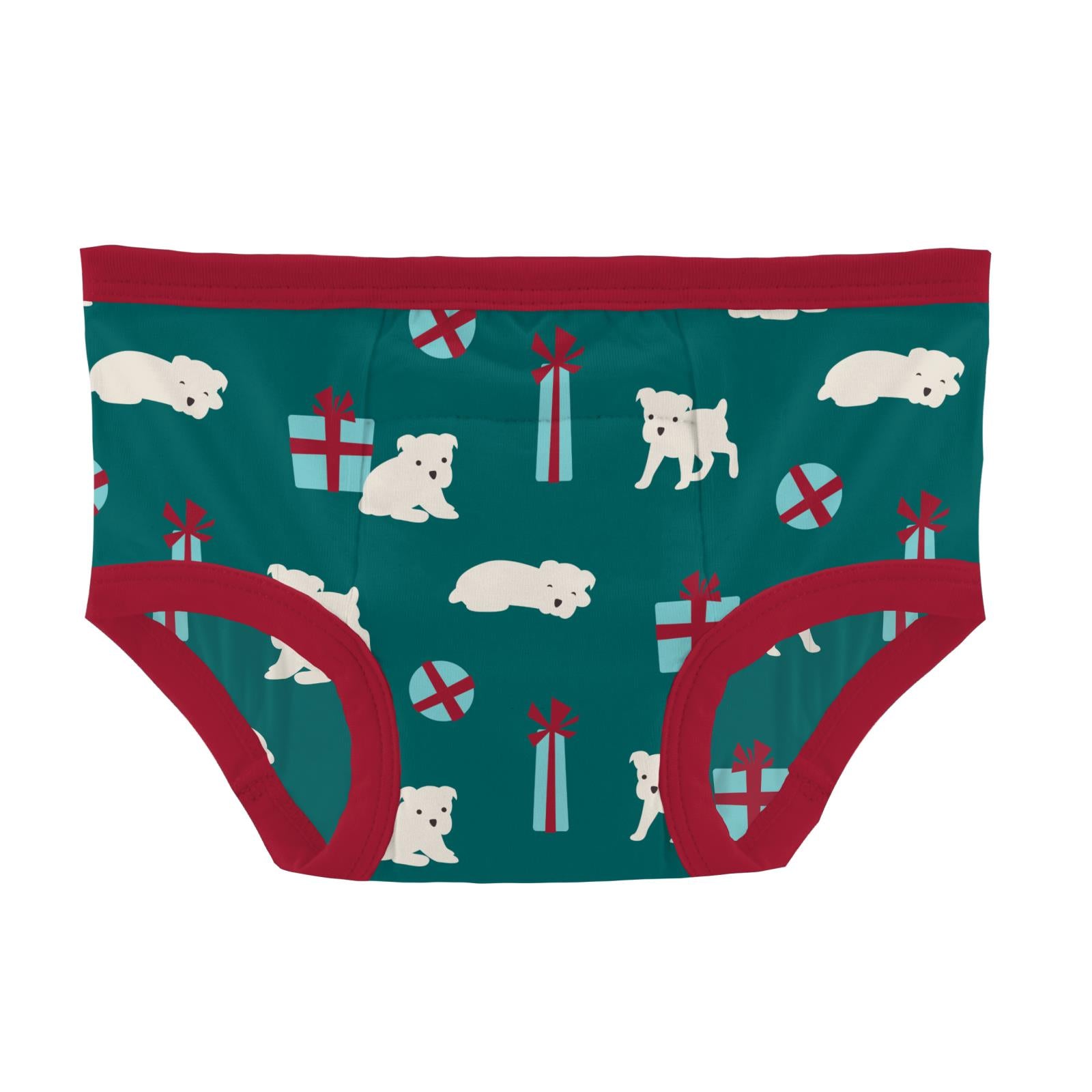 Print Training Pants in Cedar Puppies and Presents