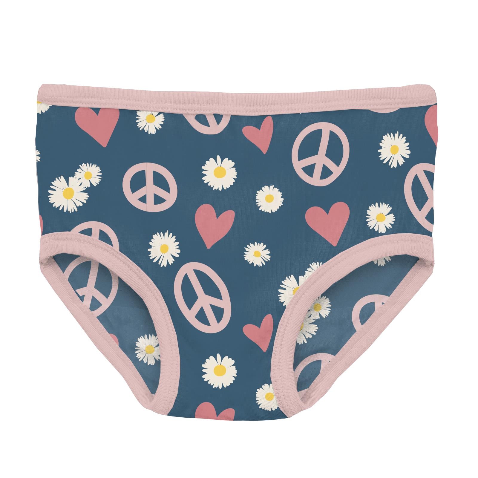 Print Girl's Underwear in Peace, Love and Happiness