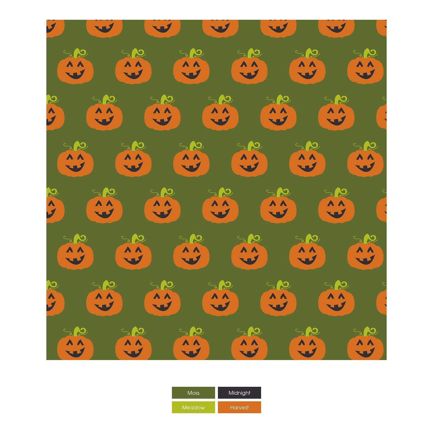 Print Long Sleeve Pajama Set in Moss Jack O'Lantern