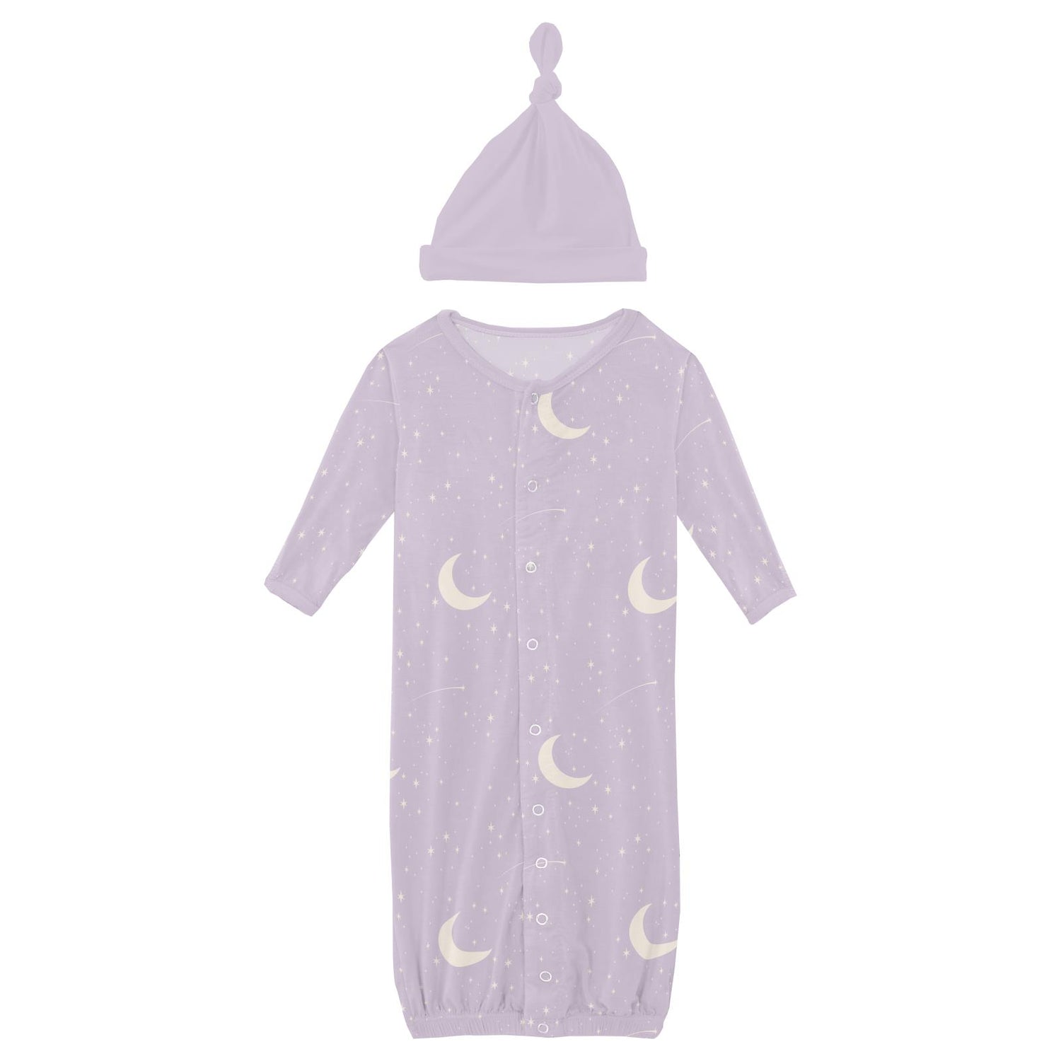 Print Layette Gown Converter & Single Knot Hat Set in Thistle Starry Sky & Moon