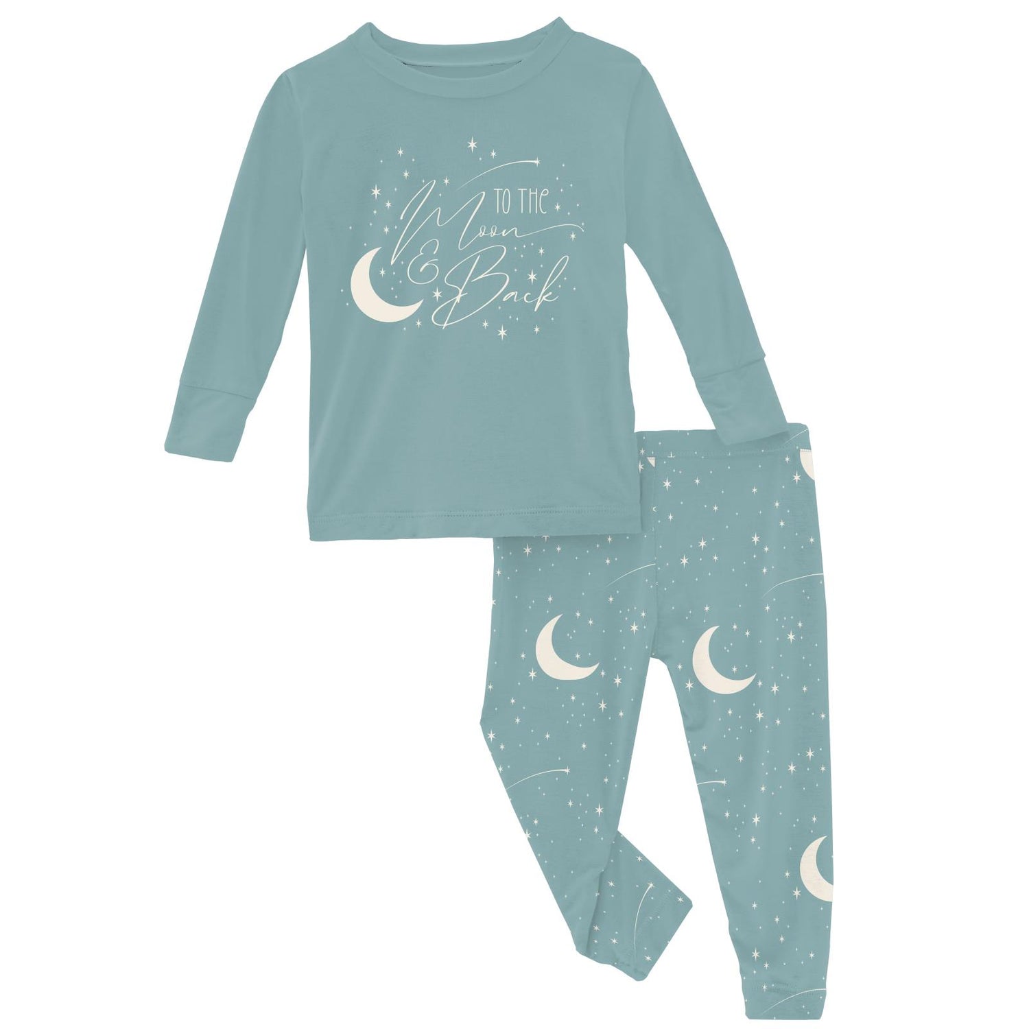 Long Sleeve Graphic Tee Pajama Set in Jade Starry Sky & Moon (320139)