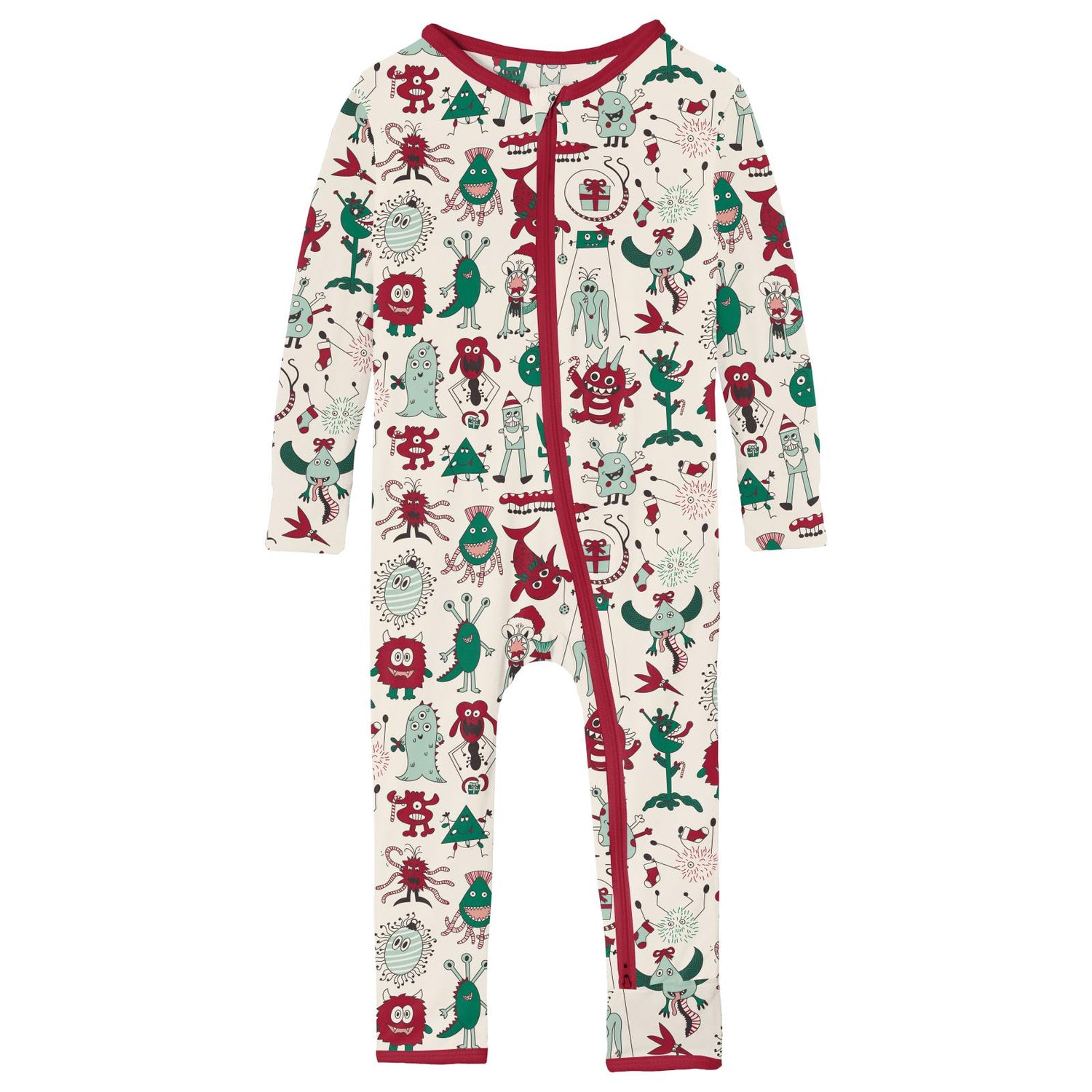 Print Coverall with 2 Way Zipper in Merry Monsters