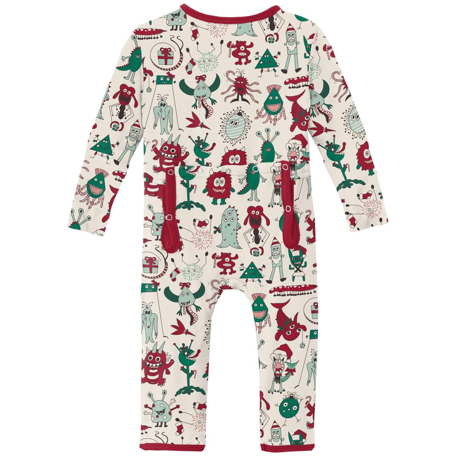 Print Coverall with 2 Way Zipper in Merry Monsters