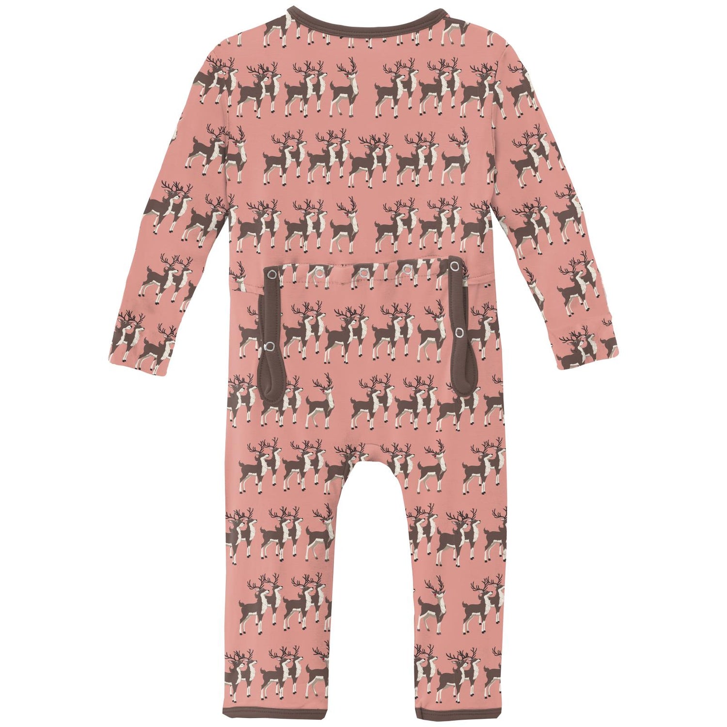 Print Coverall with 2 Way Zipper in Blush Rudolph