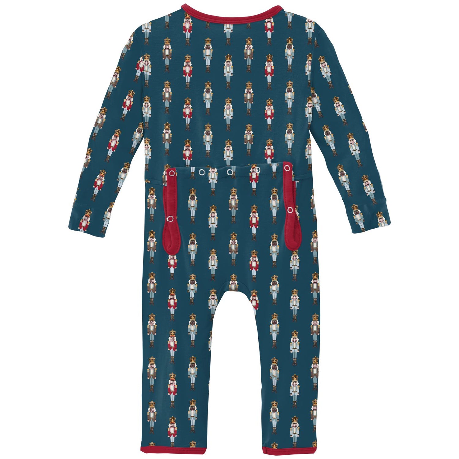 Print Coverall with Snaps in Peacock Nutcrackers