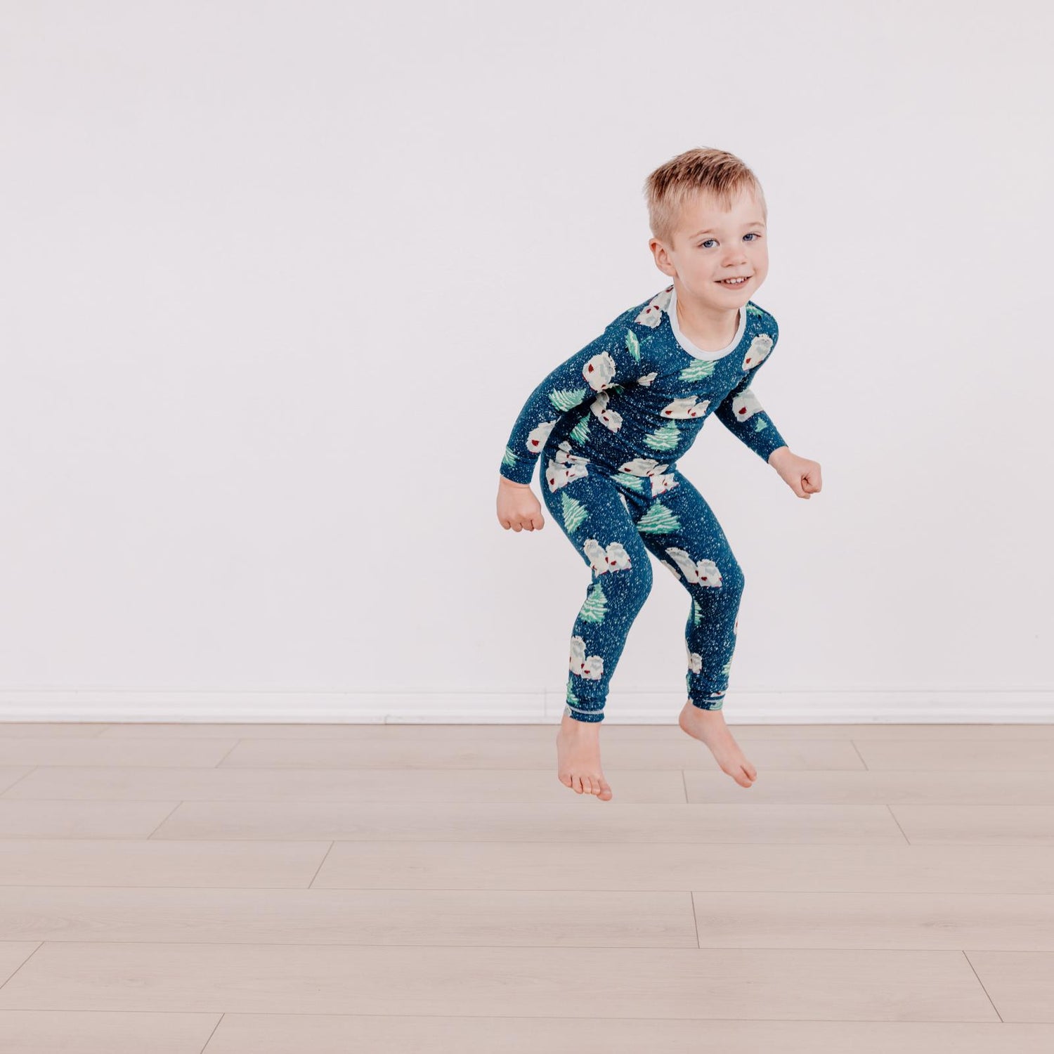 Print Long Sleeve Pajama Set in Peacock Yeti (338791)