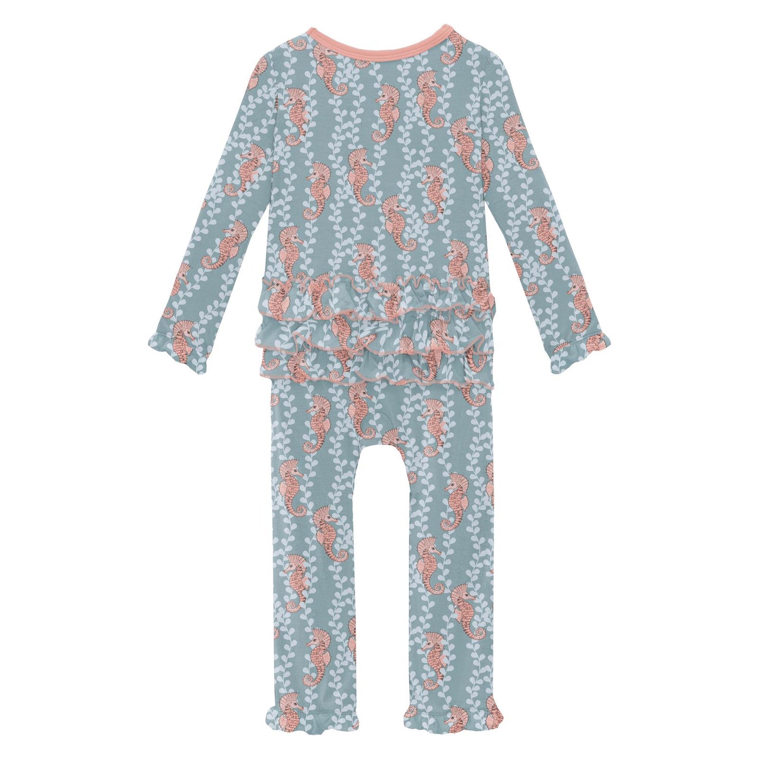 Print Oh La La Ruffle Romper in Stormy Sea Seahorses