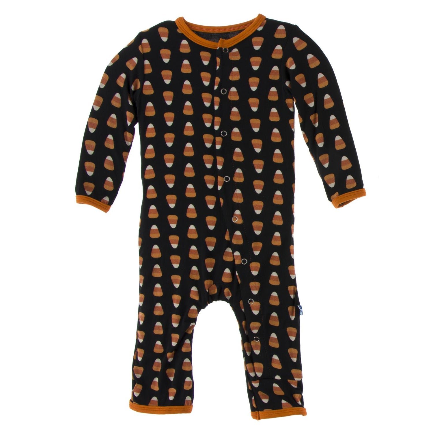 Print Coverall with Snaps in Midnight Candy Corn