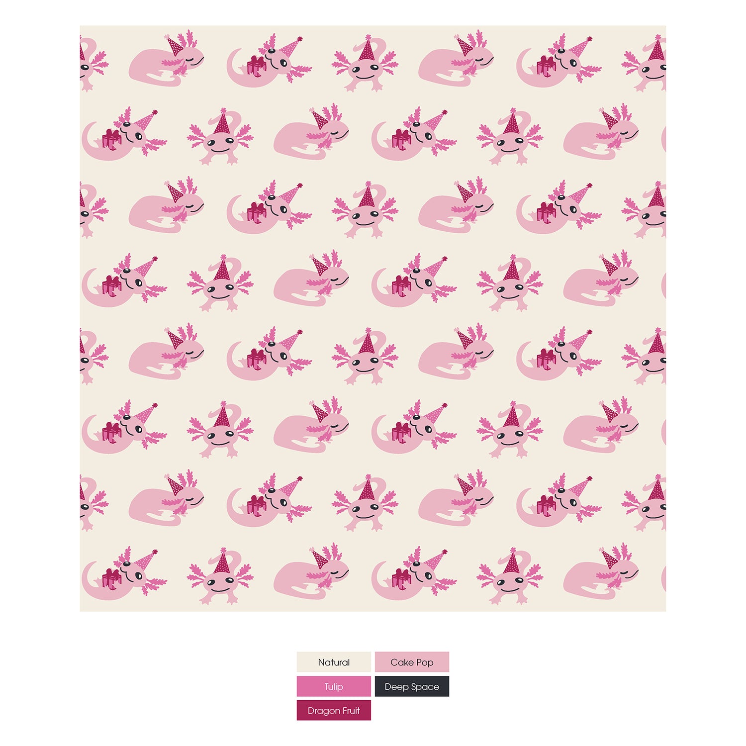 Print Footie with 2 Way Zipper in Natural Axolotl Party