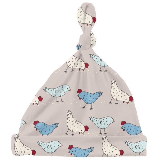 Print Knot Hat in Latte Chickens (312383)