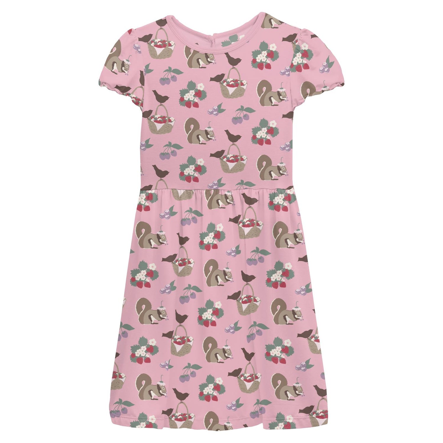 Print Flutter Sleeve Twirl Dress with Pockets in Cake Pop Berry Picking (360416)