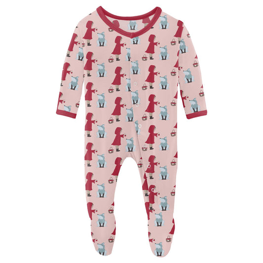 Print Footie with Snaps in Baby Rose Little Red Let's Be Friends