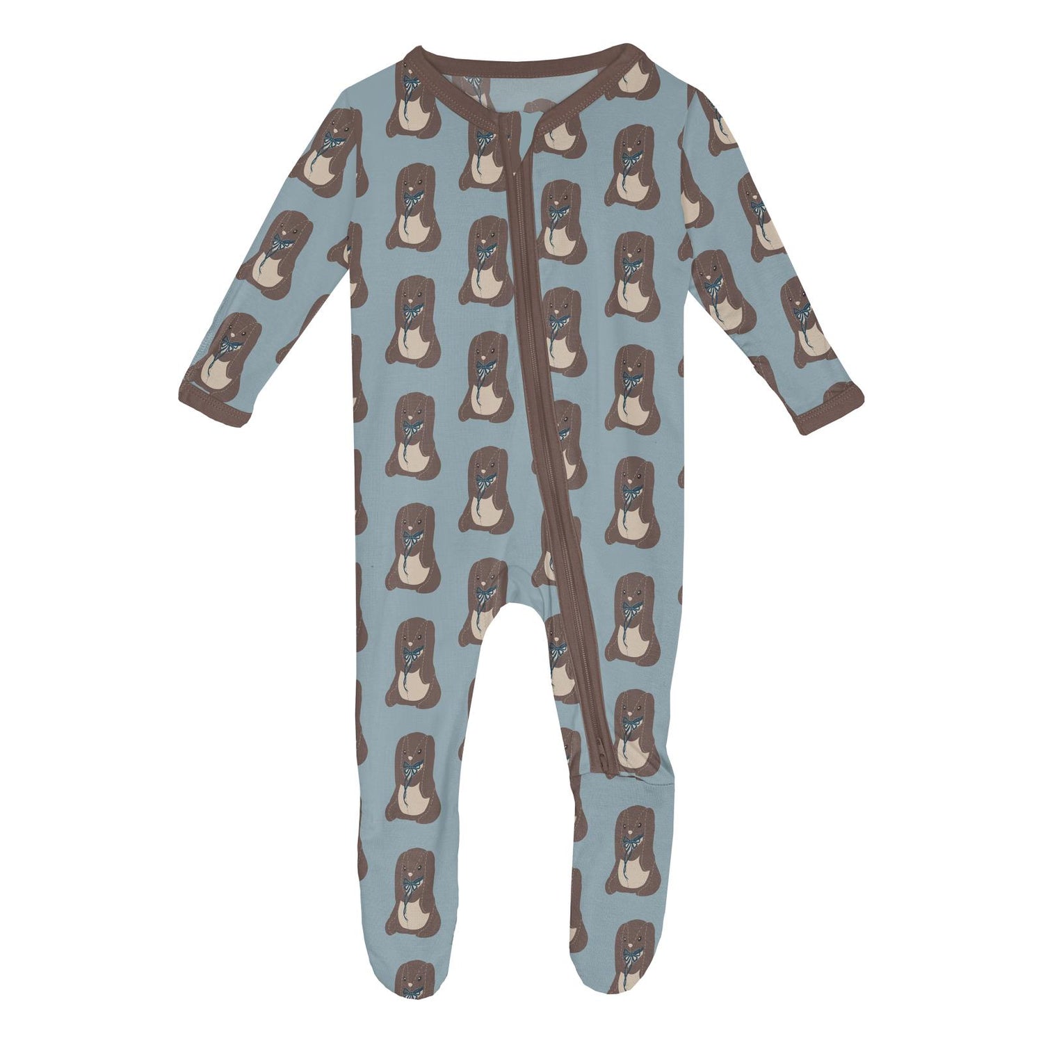 Print Footie with 2 Way Zipper in Stormy Sea Velveteen Rabbit