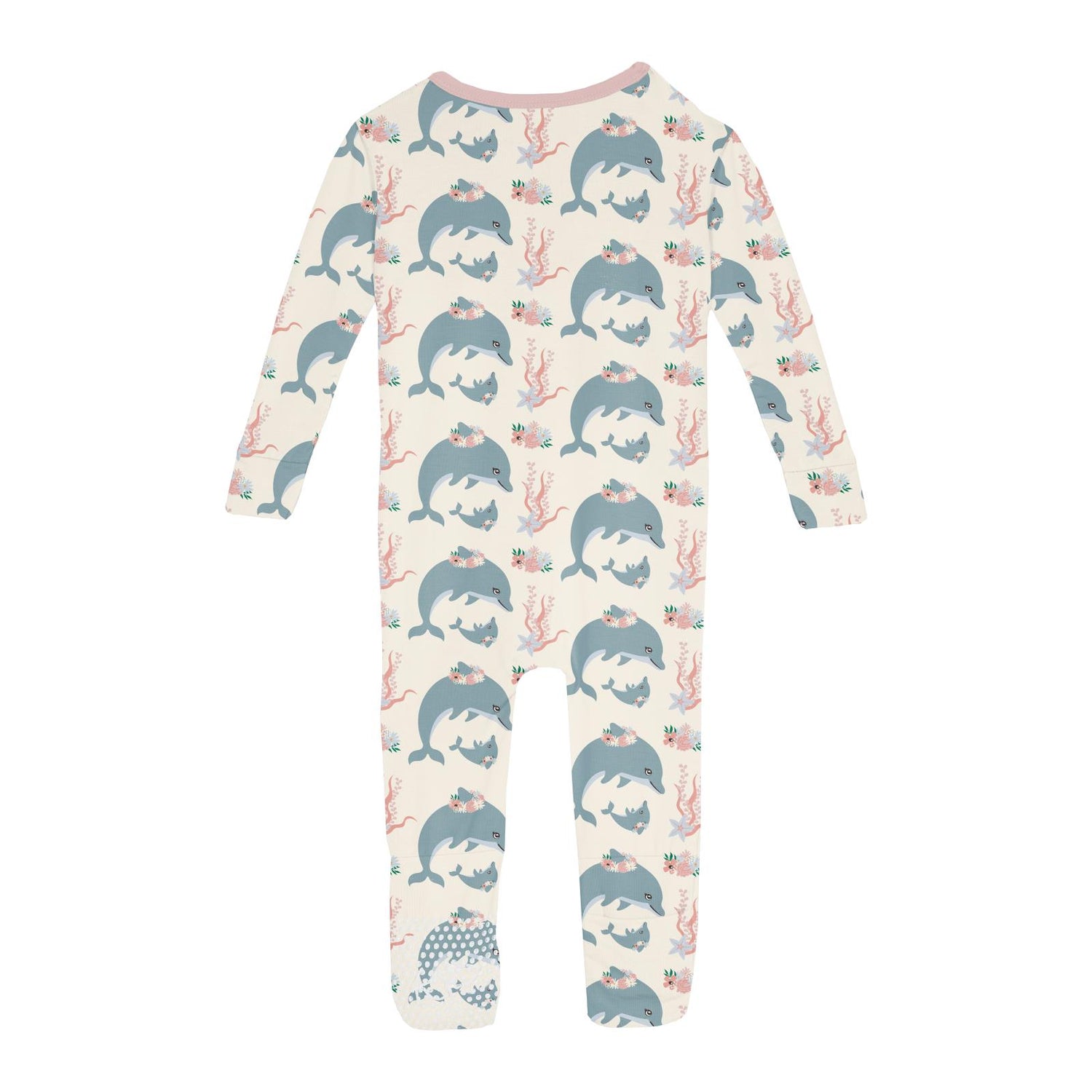 Print Convertible Sleeper with Zipper in Natural Dolphins