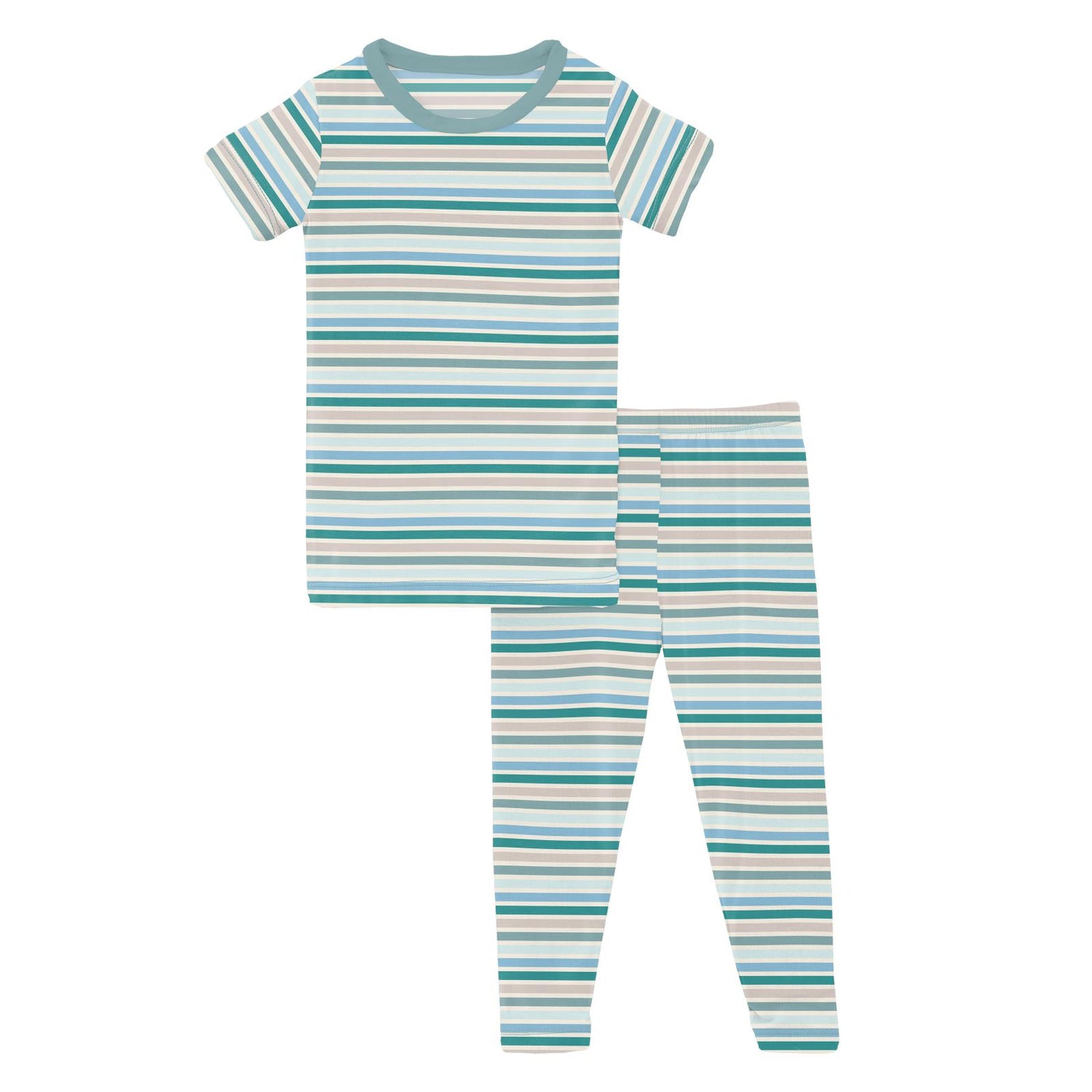 Print Short Sleeve Pajama Set in Lakeside Stripe (359193)