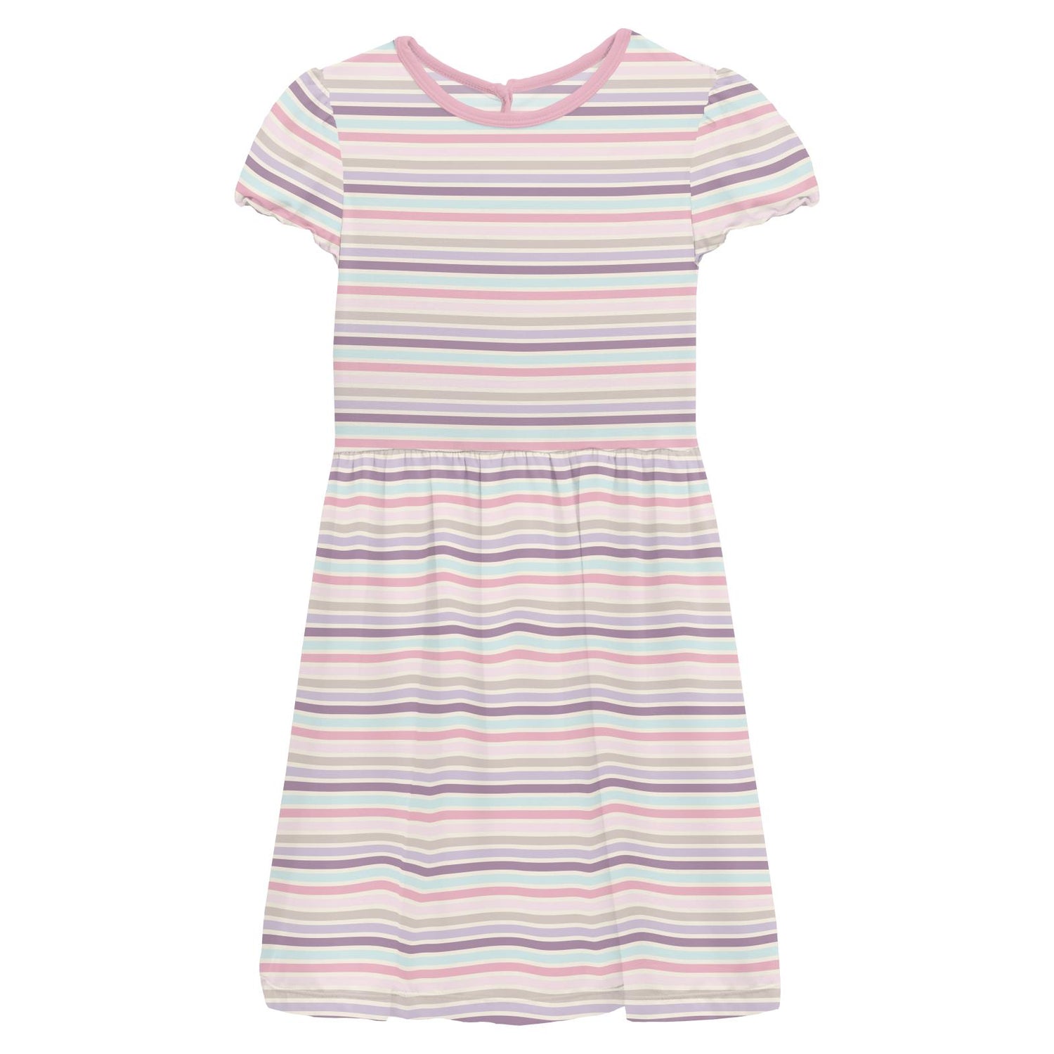 Print Flutter Sleeve Twirl Dress with Pockets in Ice Cream Stripe (359320)