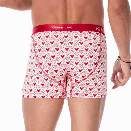 Men's Print Boxer Brief in Natural Heart Doodles (359159)