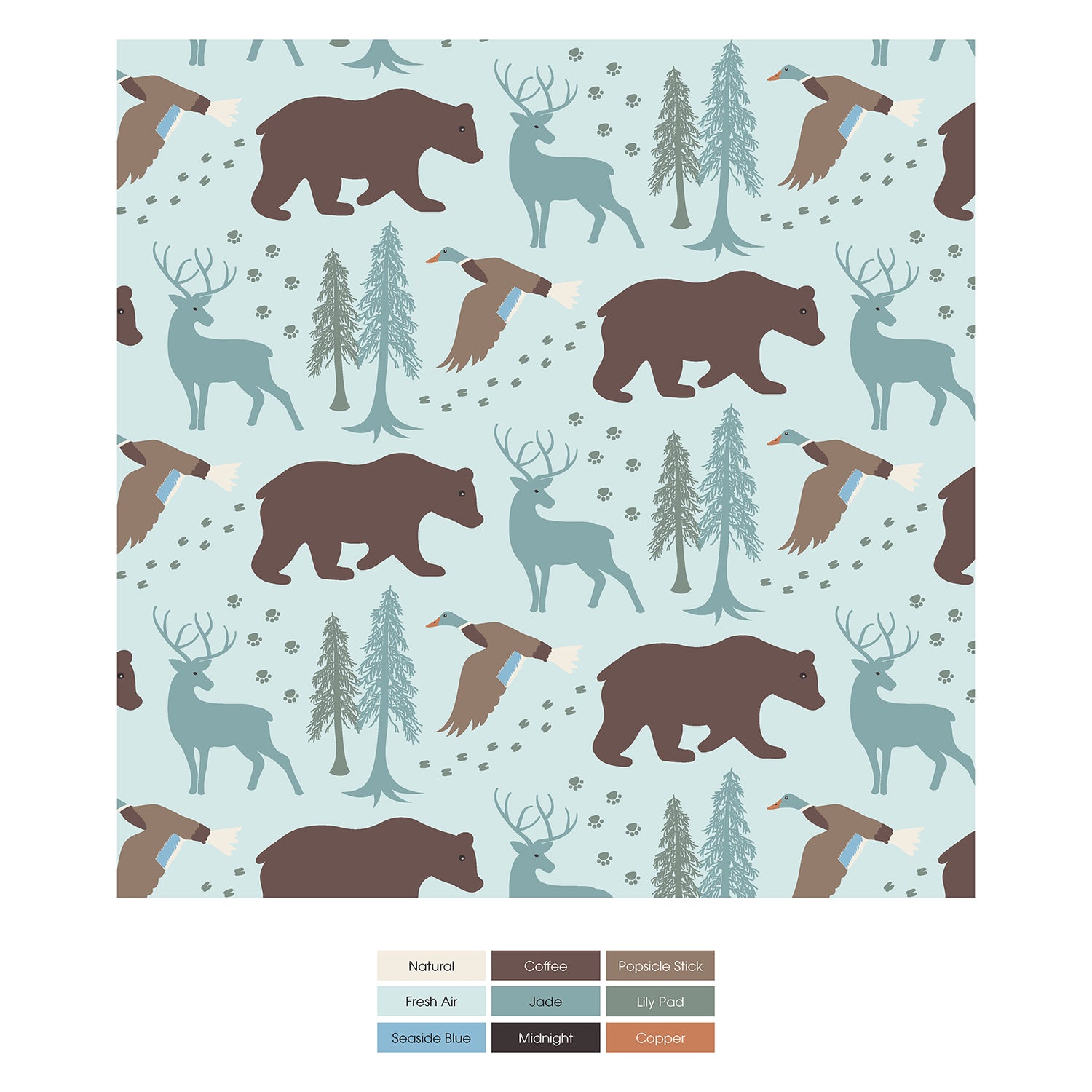 Print Short Sleeve Pajama Set in Fresh Air Forest Adventure (323953)