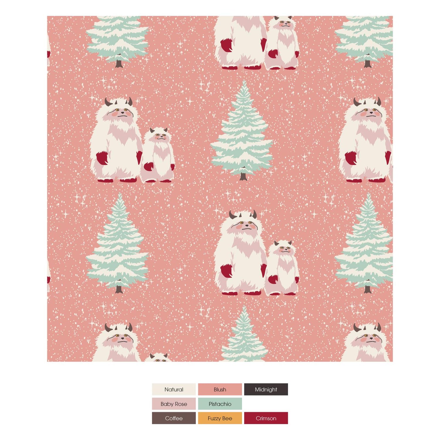 Print Bib Set of 3 in Baby Rose Peppermints, Winter Rose Polar Bears & Blush Yeti