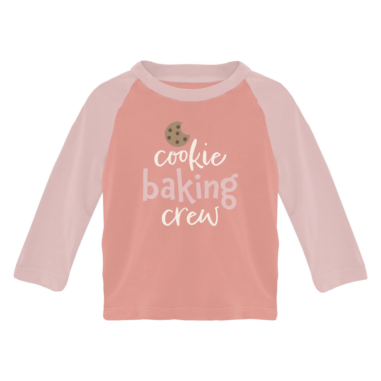 Long Sleeve Crew Neck Graphic Raglan Tee in Blush Cookie Baking Crew