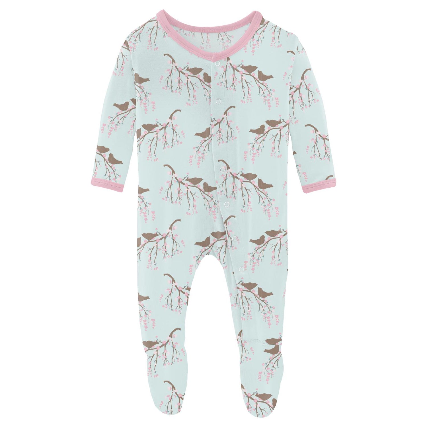 Print Footie with Snaps in Fresh Air Bird Branch