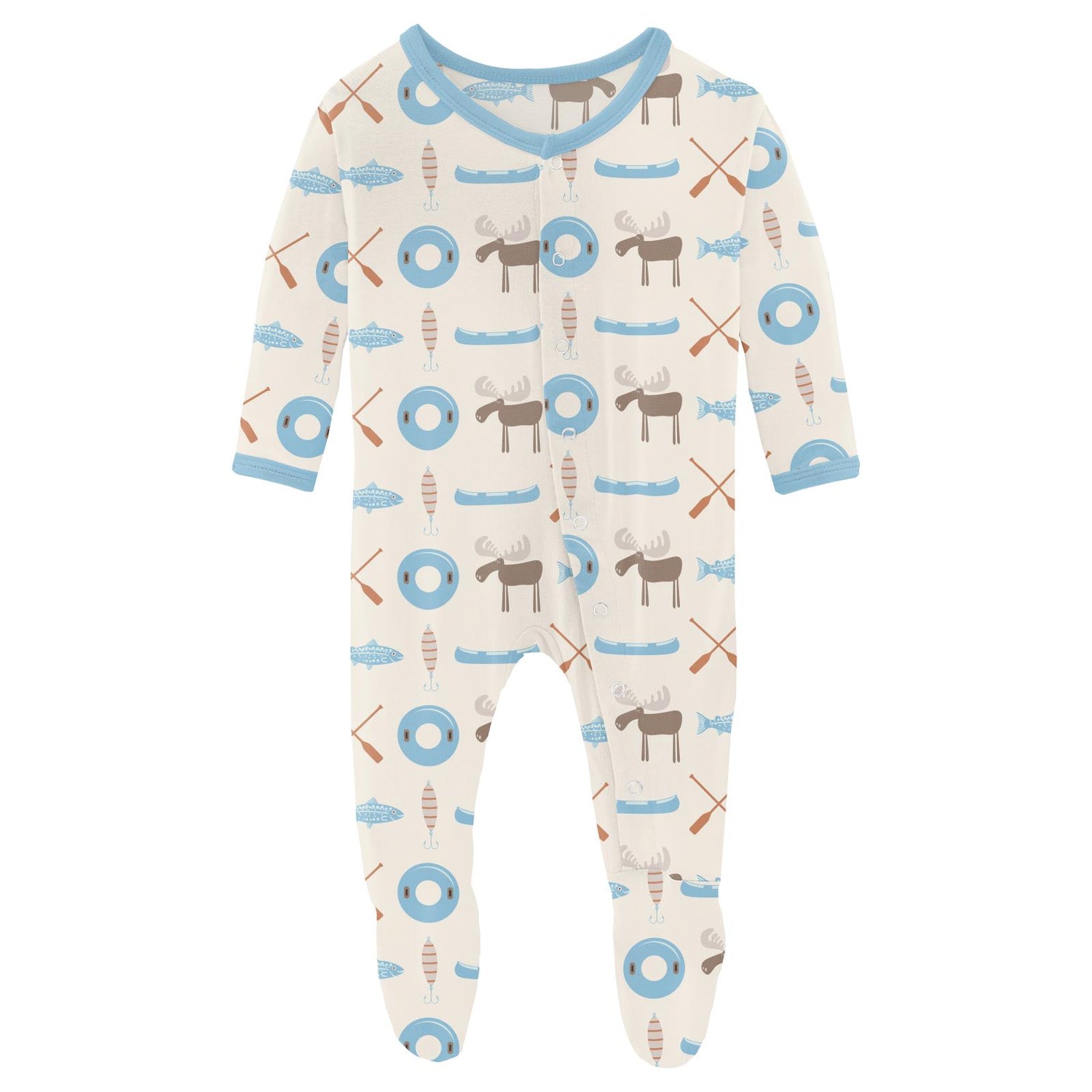 Print Footie with Snaps in Natural Lake Life