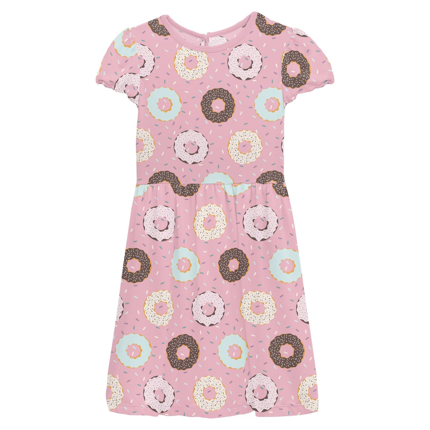 Print Flutter Sleeve Twirl Dress with Pockets in Cake Pop Donuts and Sprinkles (314350)