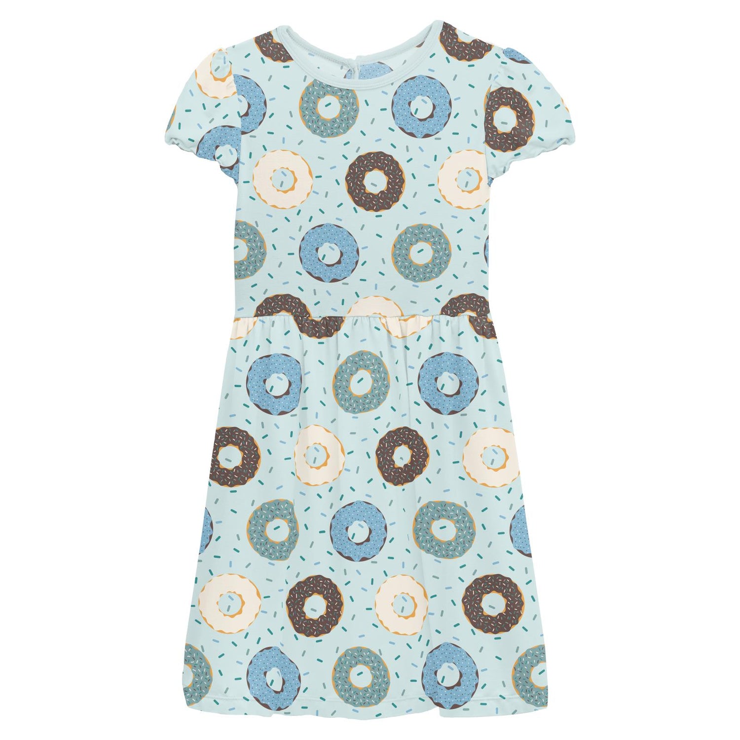 Print Flutter Sleeve Twirl Dress with Pockets in Fresh Air Donuts and Sprinkles (314384)