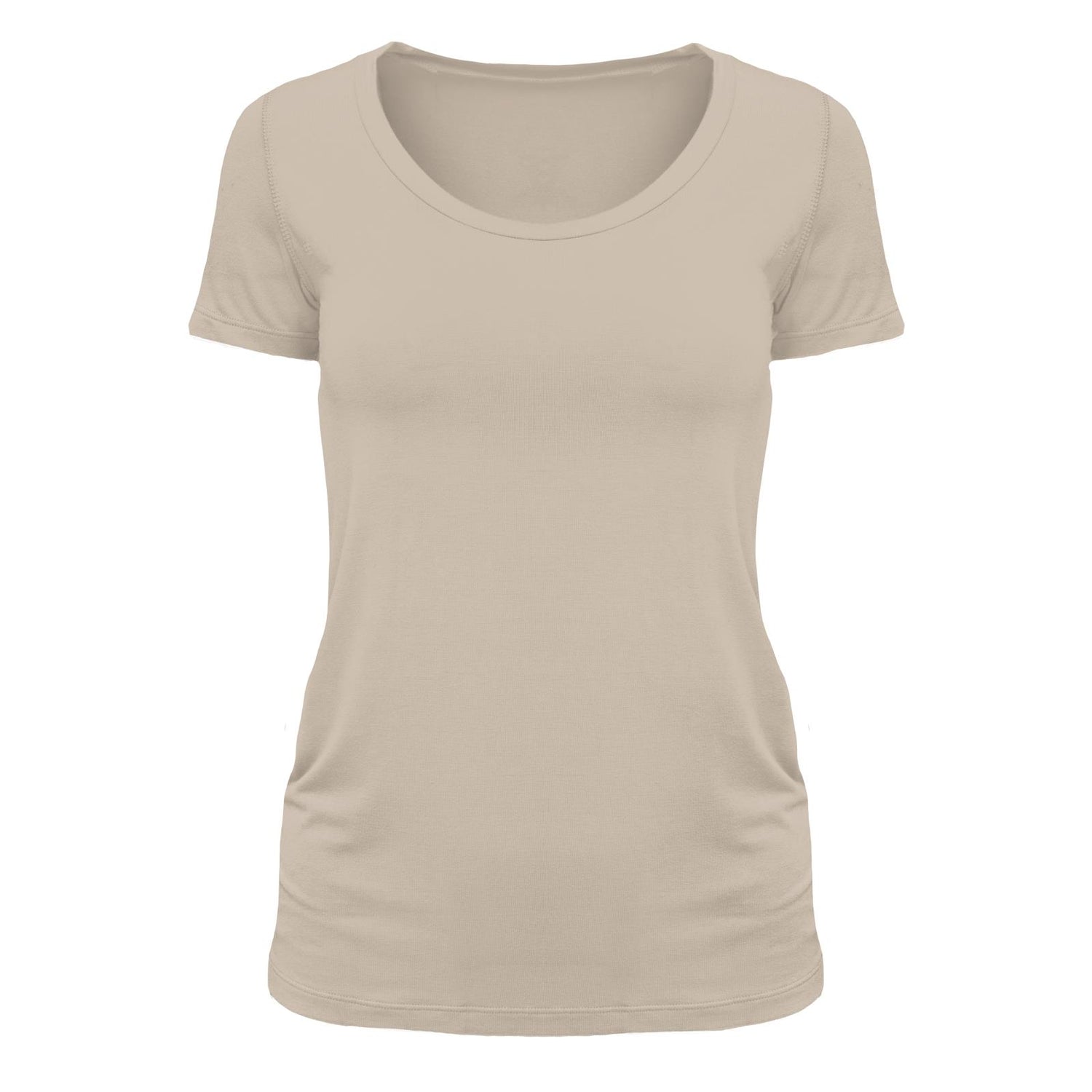 Women's Solid Short Sleeve Scoop Neck Tee in Burlap