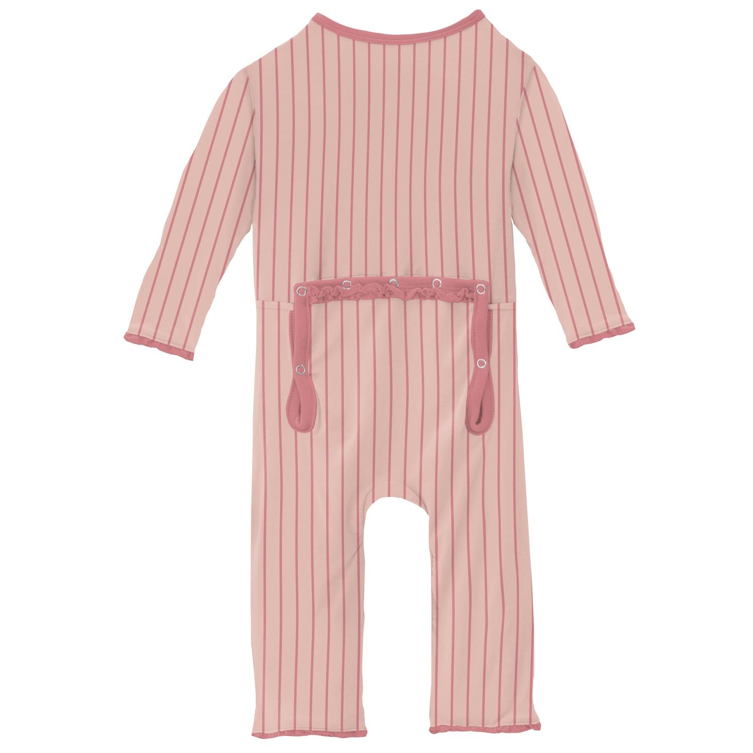 Print Muffin Ruffle Coverall with Zipper in Pinstripe