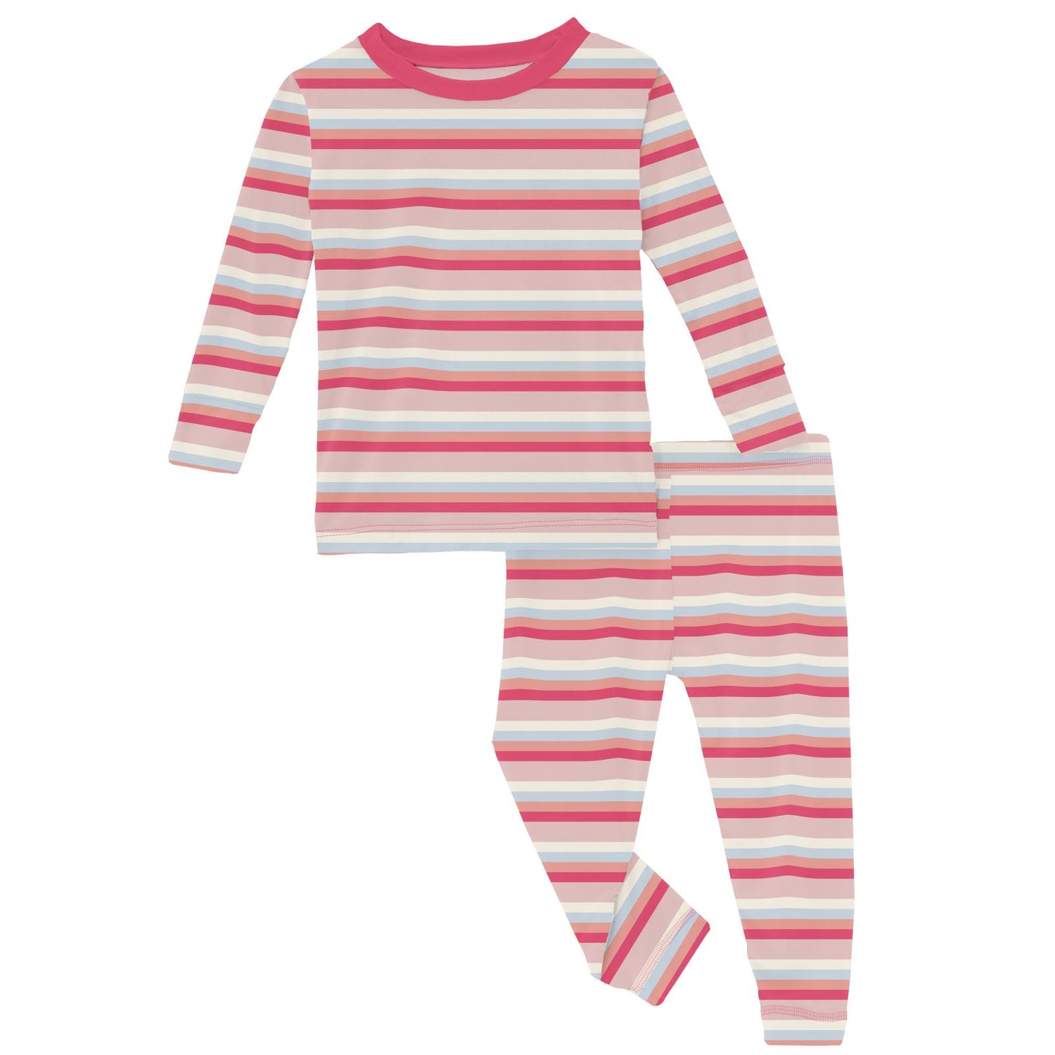 Print Long Sleeve Pajama Set in Baby Rose Stripe