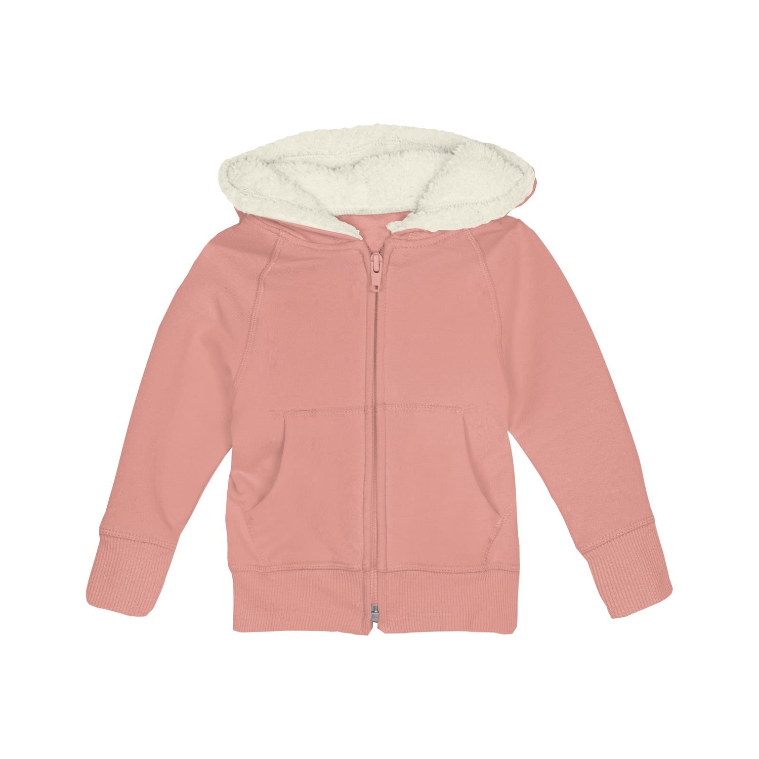 Fleece Zip-Front Hoodie with Sherpa-lined Hood in Blush