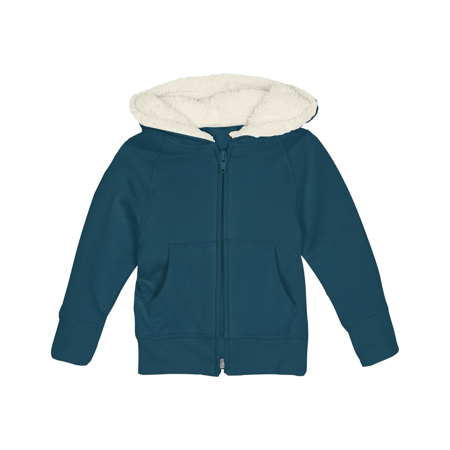 Fleece Zip-Front Hoodie with Sherpa-lined Hood in Peacock