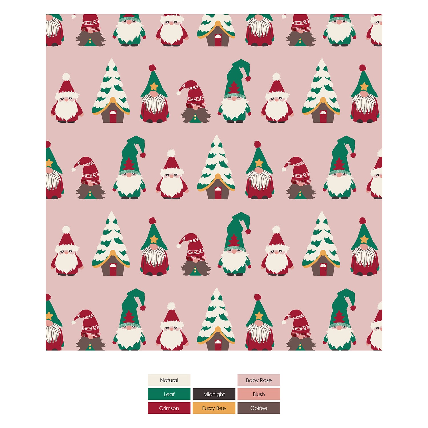 Print Coverall with Snaps in Baby Rose Gnomes