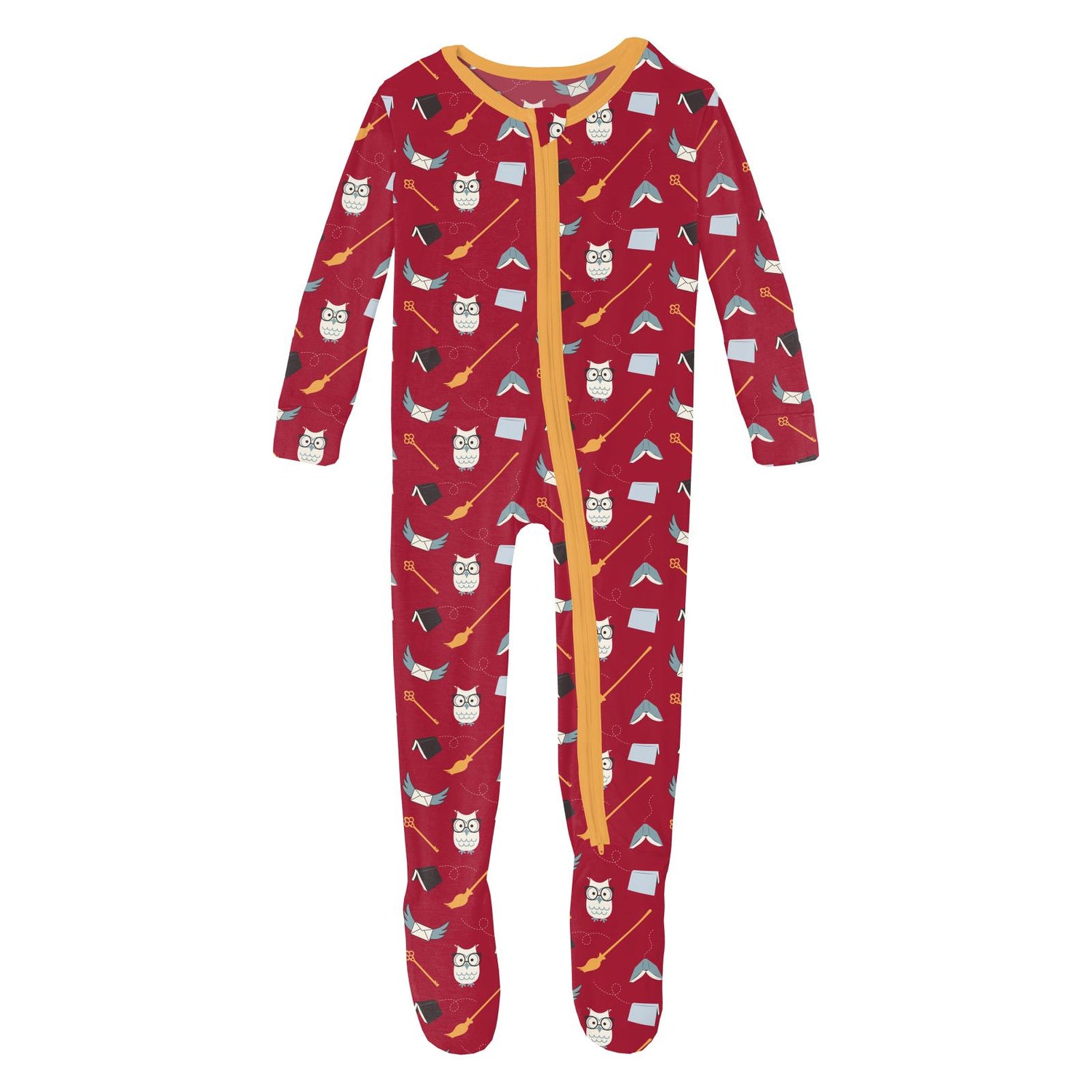 Print Footie with 2 Way Zipper in Crimson Magical World