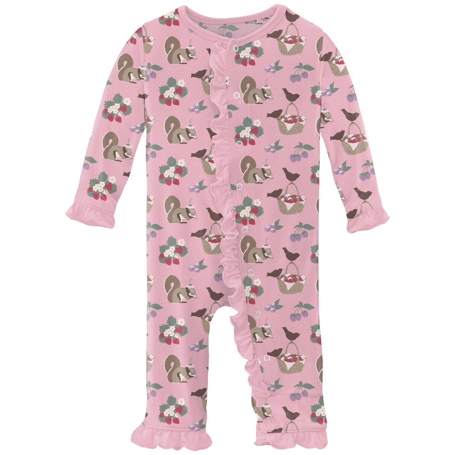 Print Layette Ruffle Coverall with Snaps in Cake Pop Berry Picking (318803)