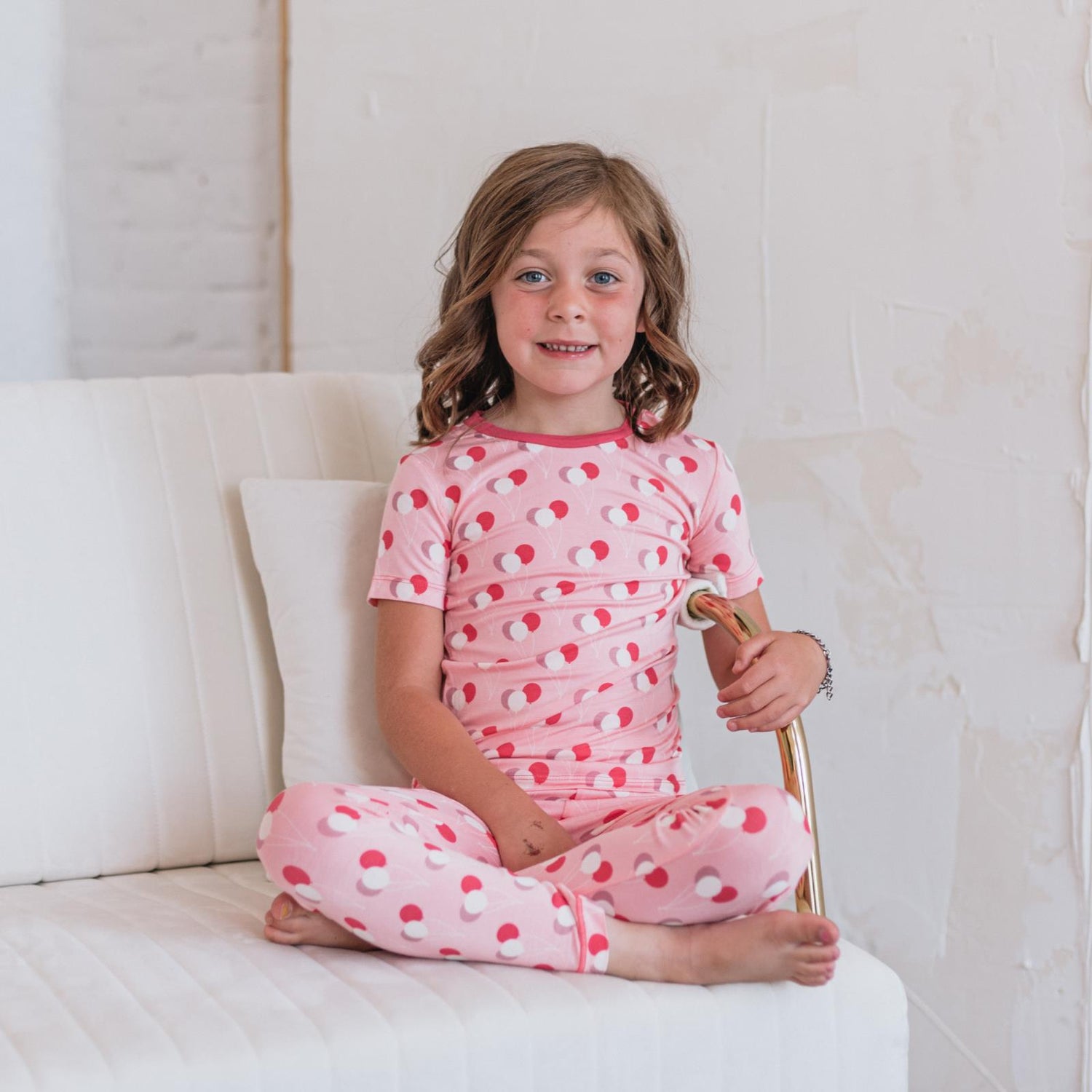 Print Short Sleeve Pajama Set in Lotus Birthday