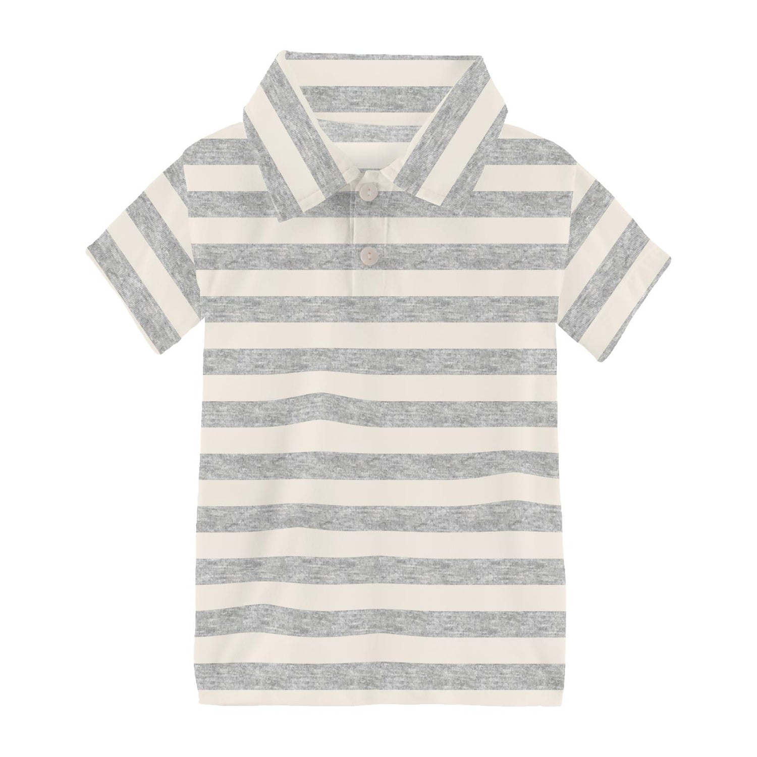 Print Short Sleeve Polo in Heathered Mist Sweet Stripe