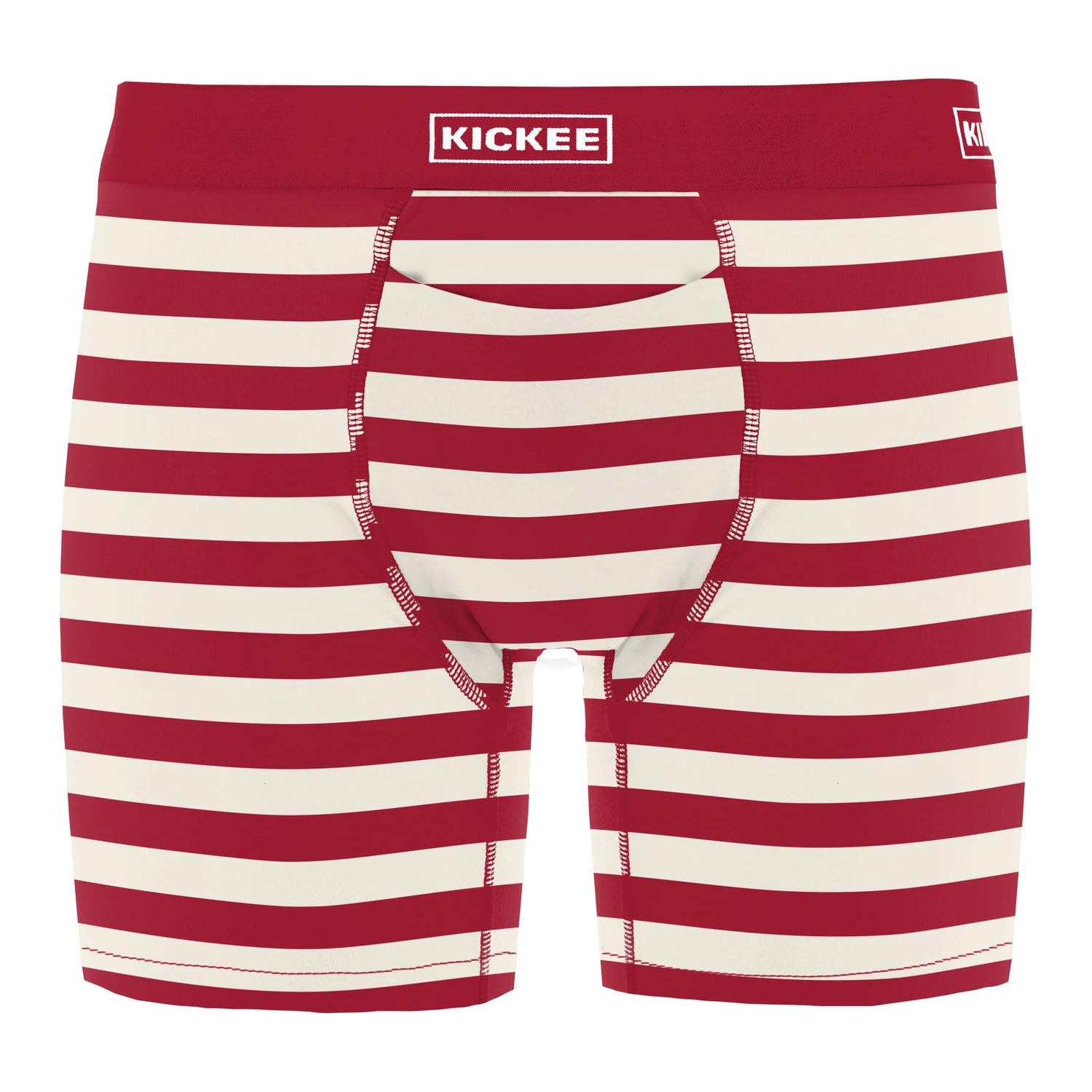 Men's Print Mid-Length Boxer Brief with Top Fly in Classic Candy Cane Stripe