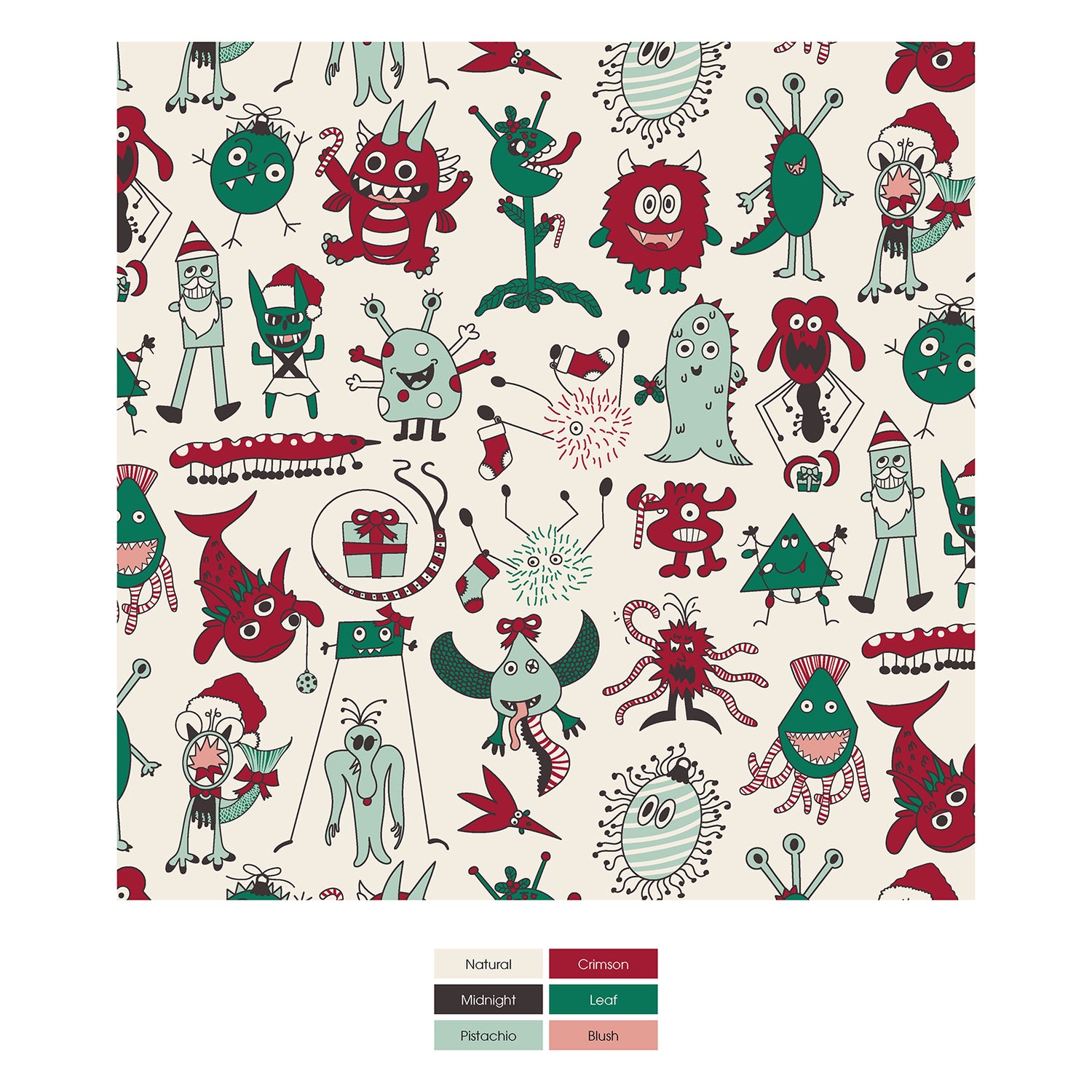 Print Coverall with 2 Way Zipper in Merry Monsters