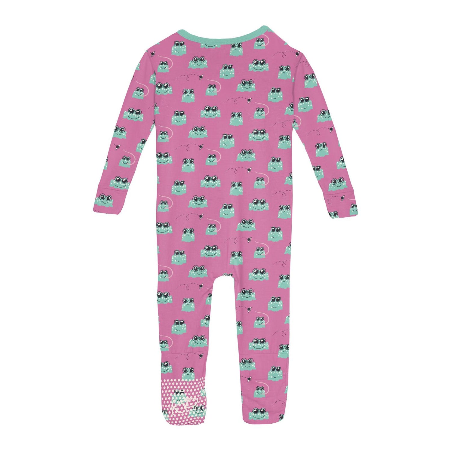 Print Convertible Sleeper with Zipper in Tulip Bespeckled Frogs