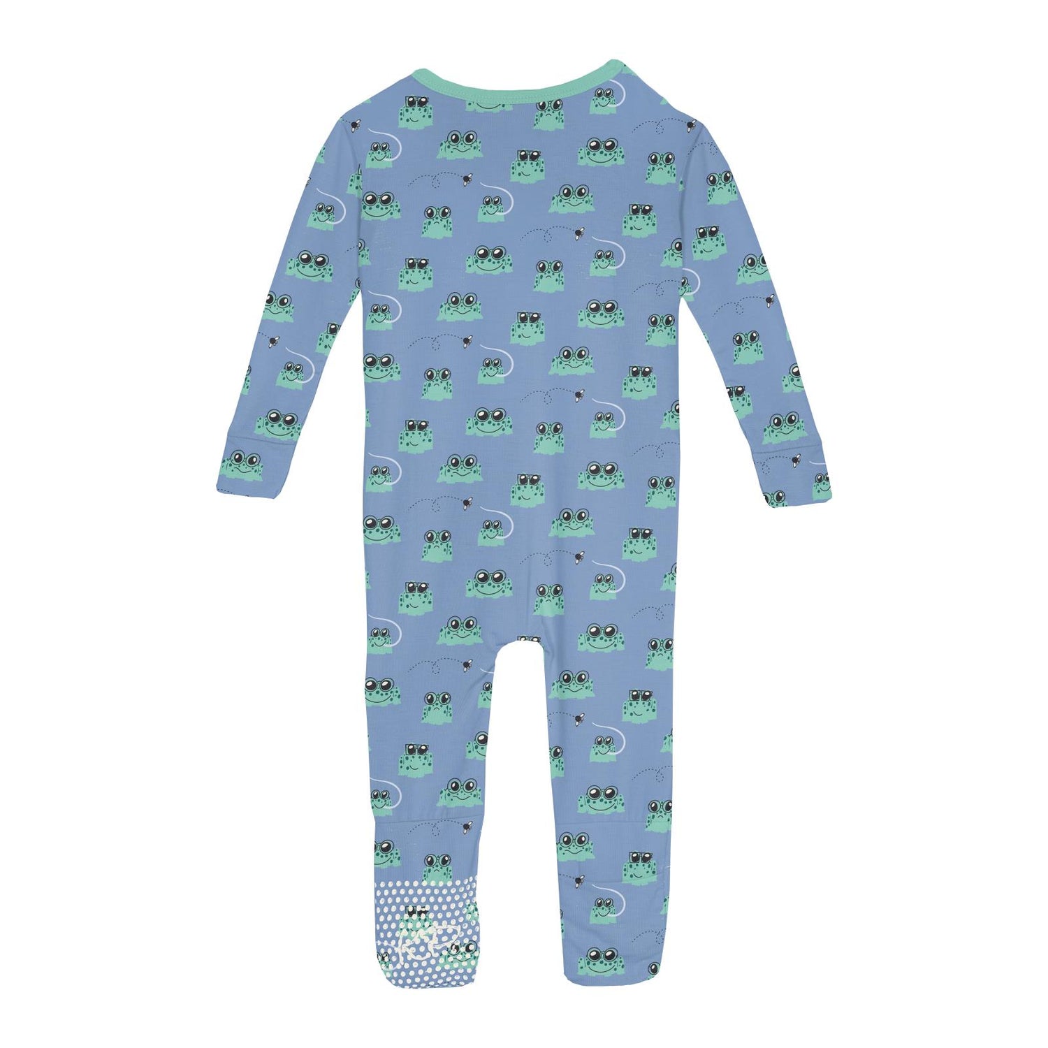 Print Convertible Sleeper with Zipper in Dream Blue Bespeckled Frogs