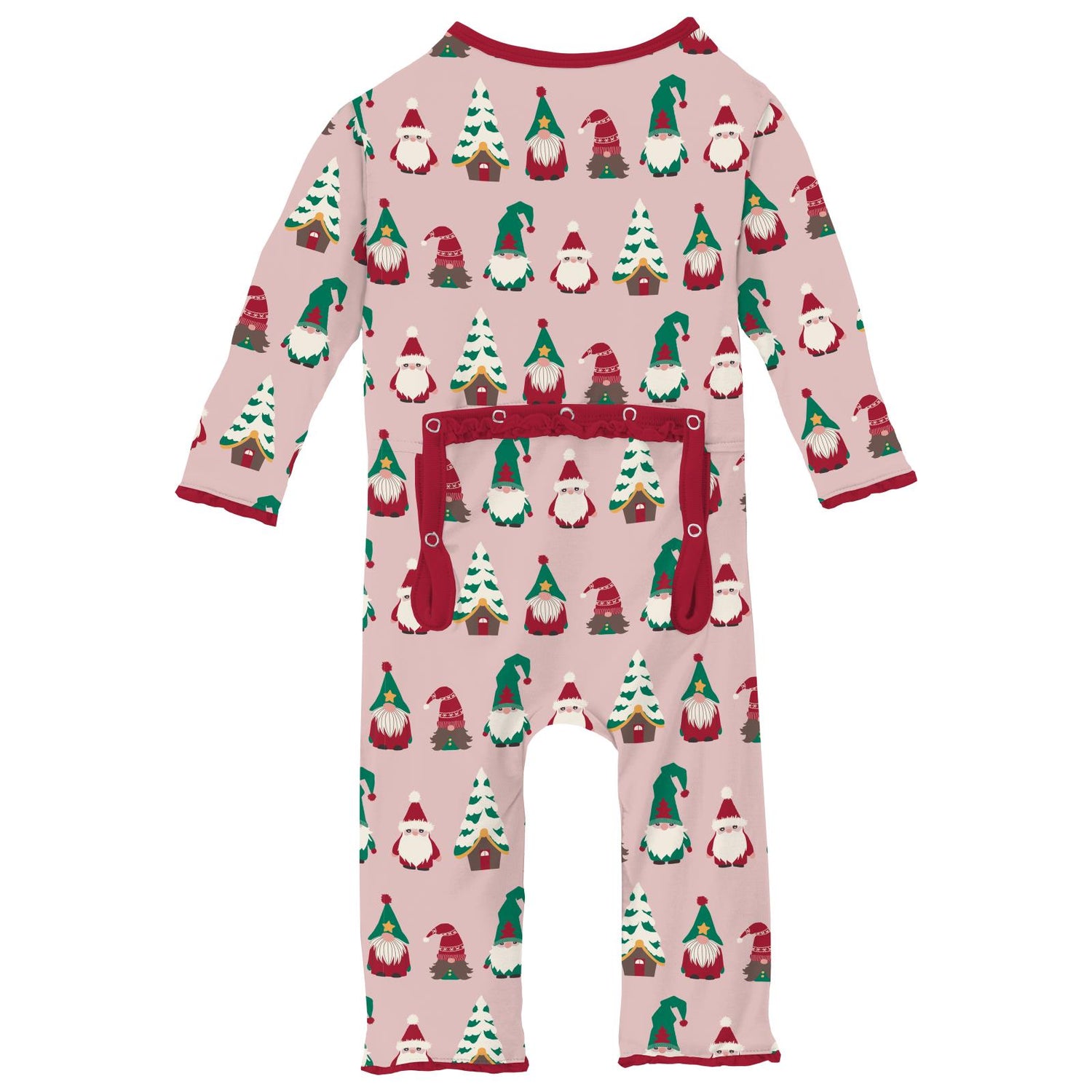 Print Muffin Ruffle Coverall with 2 Way Zipper in Baby Rose Gnomes