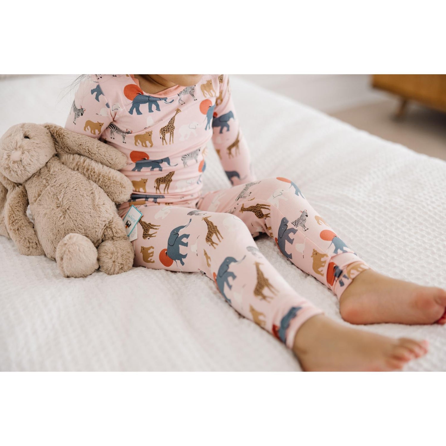 Print Long Sleeve Pajama Set in Baby Rose Just So Animals (338568)