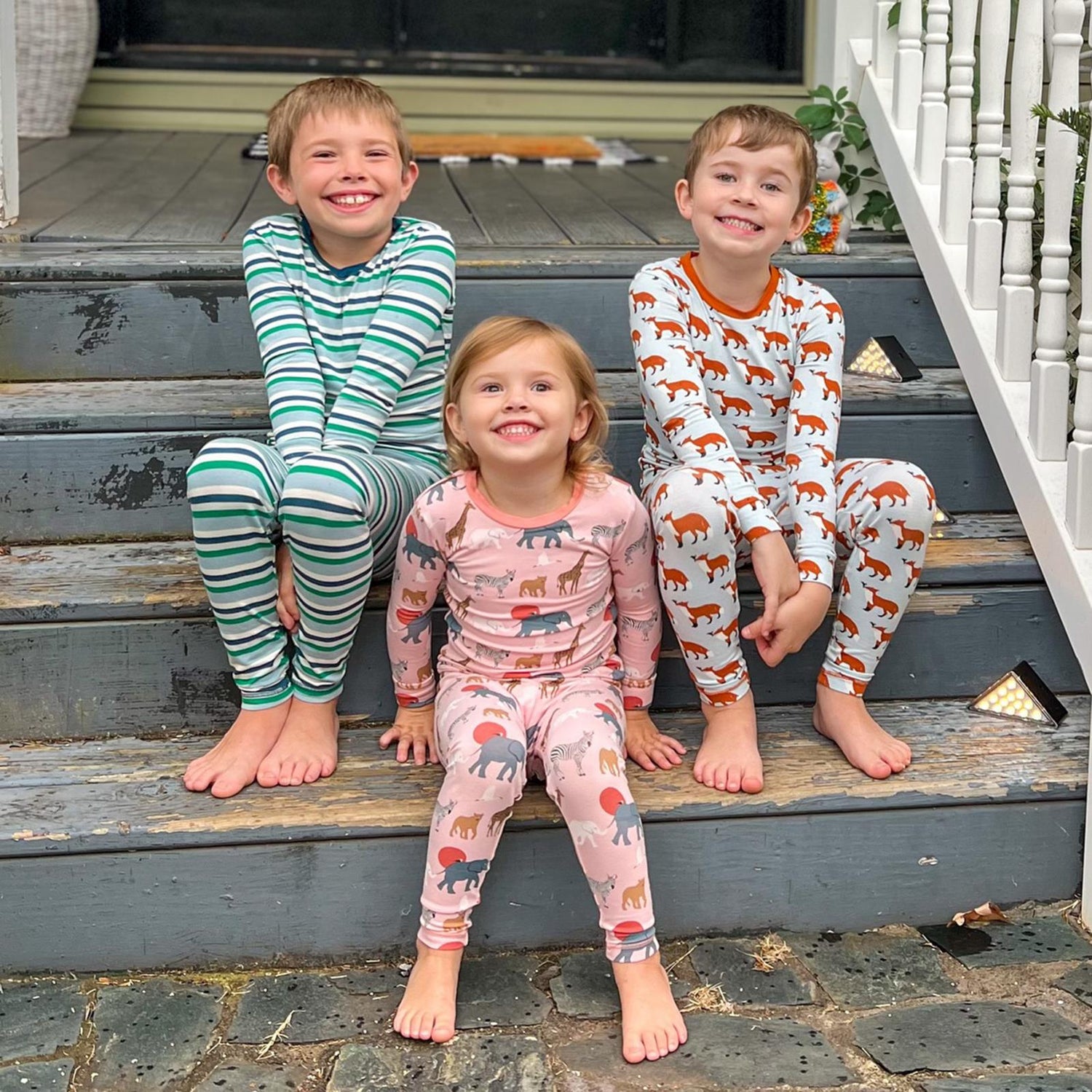 Print Long Sleeve Pajama Set in Baby Rose Just So Animals (338585)