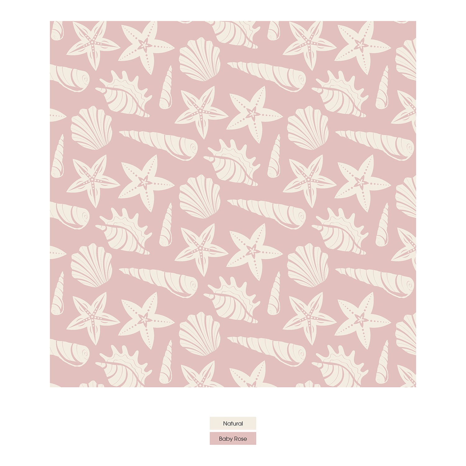 Print Long Sleeve Swing Dress in Baby Rose Shells & Starfish (309577)