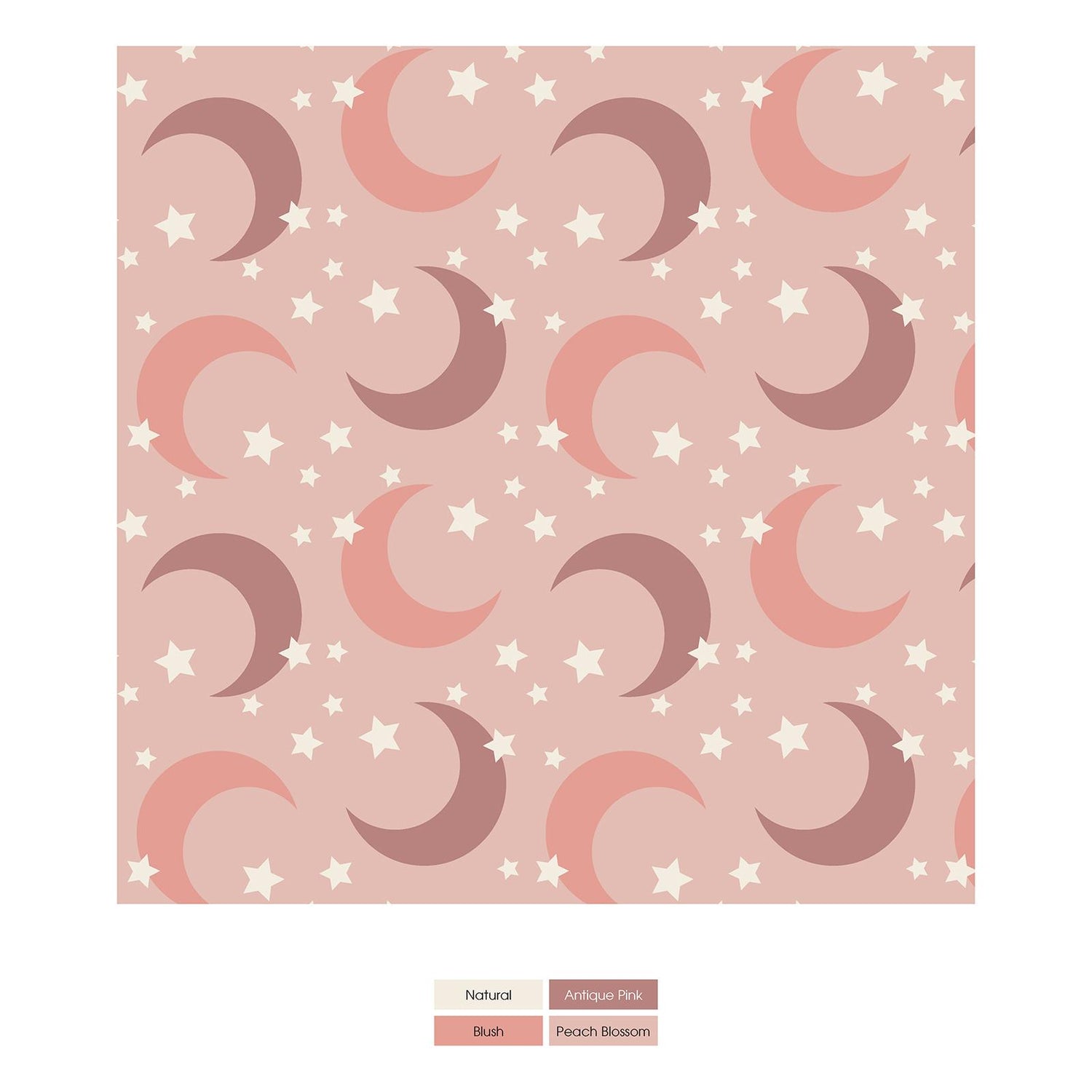 Print Bandana Bib in Peach Blossom Moon and Stars