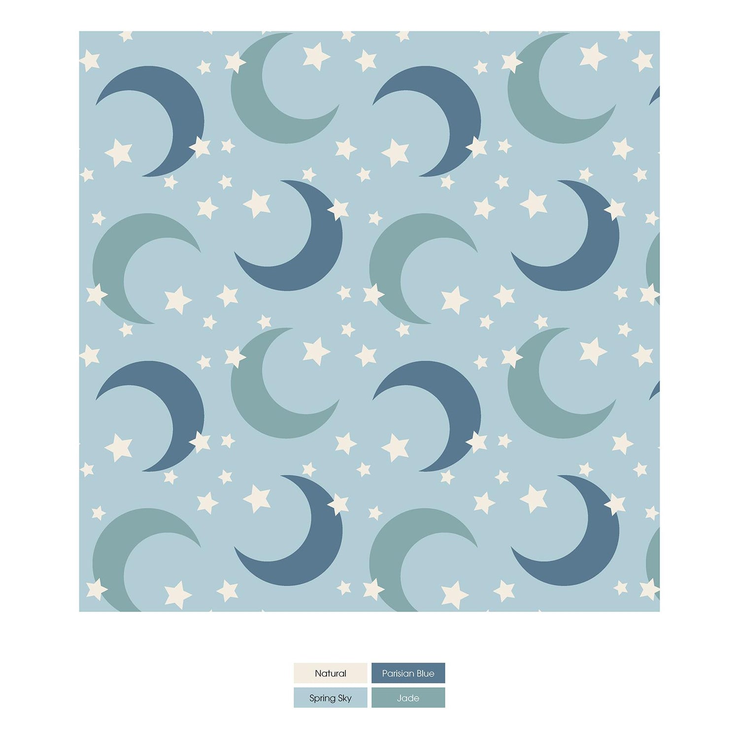 Print Burp Cloth and Bib Set in Spring Sky Moon and Stars